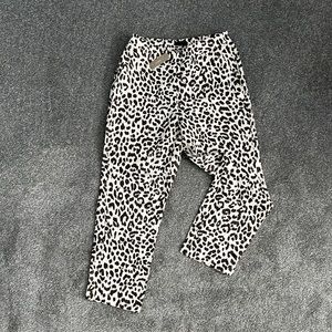 J Crew Cropped Leopard print, linen blend pant. 10 Tall. 27-1/2” inseam.